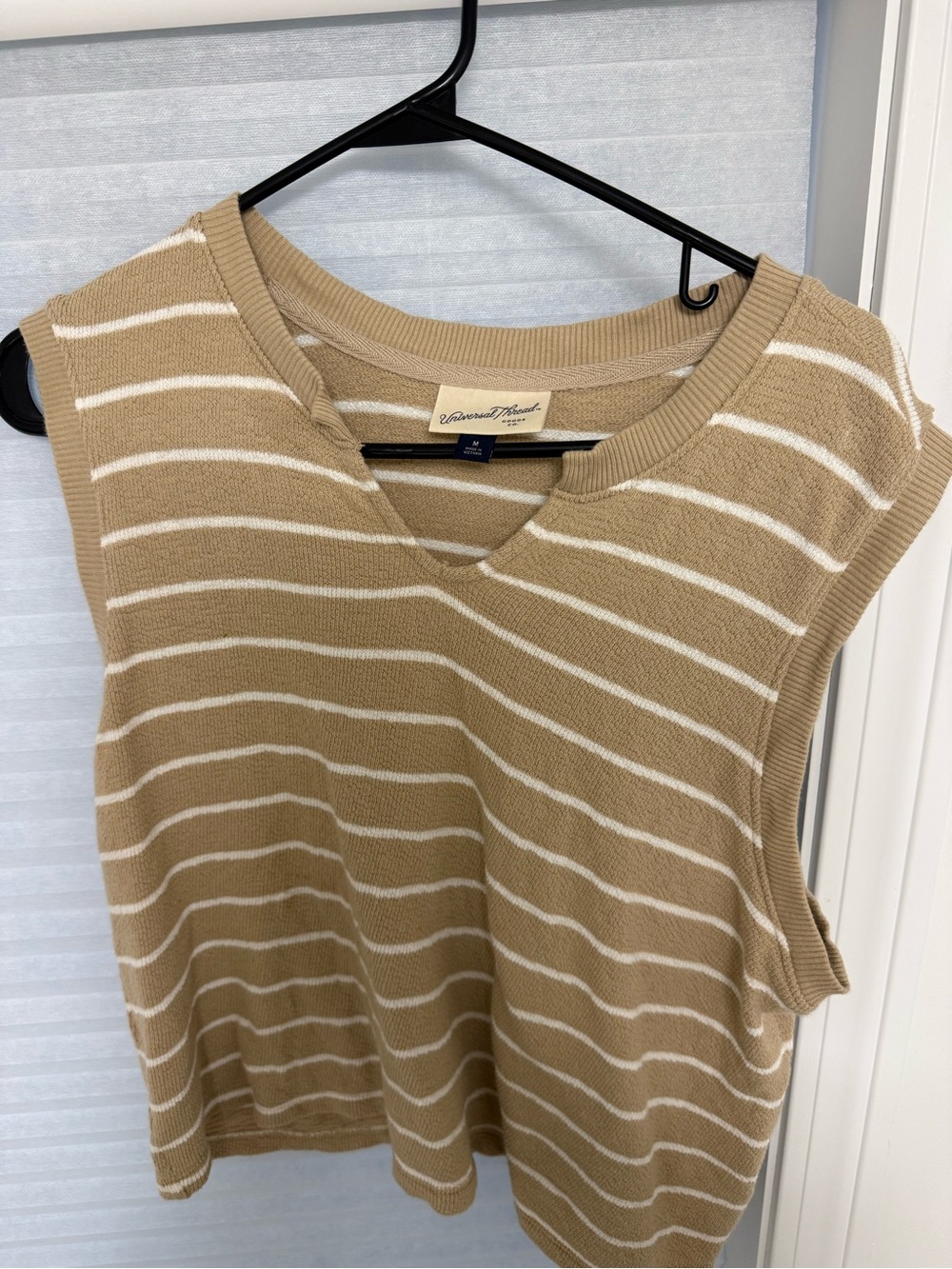 Universal Thread Tan & Cream Striped Knit Sleeveless Tank